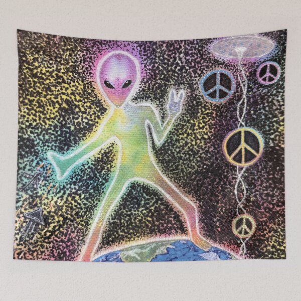 Item preview, Alien UFO Increase the Peace Art designed and sold by AtmosphericCT.