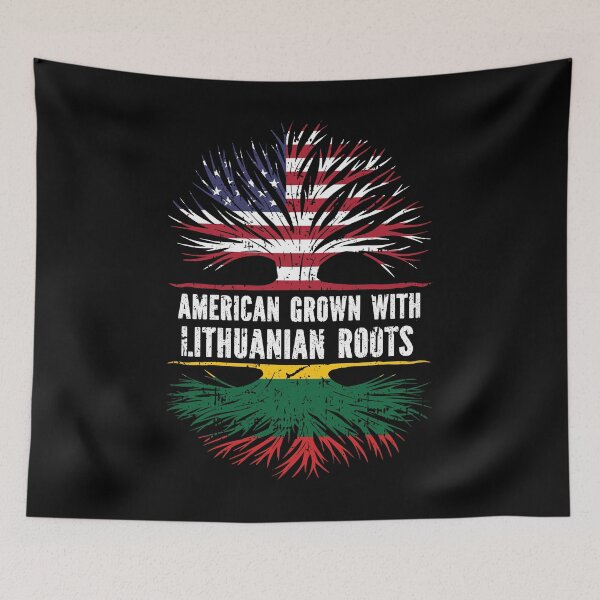 Item preview, American Grown with Lithuanian Roots USA Flag designed and sold by CosmoKitsch.