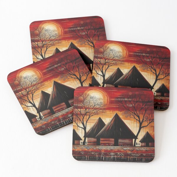Item preview, Huts in the Sun, Tribal Art Style  designed and sold by Shs-Kenya.