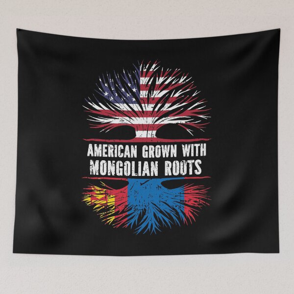 Item preview, American Grown with Mongolian Roots USA Flag designed and sold by CosmoKitsch.
