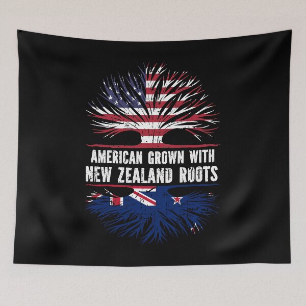 Item preview, American Grown with New Zealand Roots USA Flag designed and sold by CosmoKitsch.