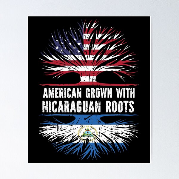 Item preview, American Grown with Nicaraguan Roots USA Flag designed and sold by CosmoKitsch.