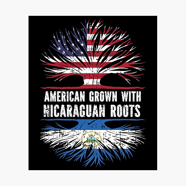 Item preview, American Grown with Nicaraguan Roots USA Flag designed and sold by CosmoKitsch.