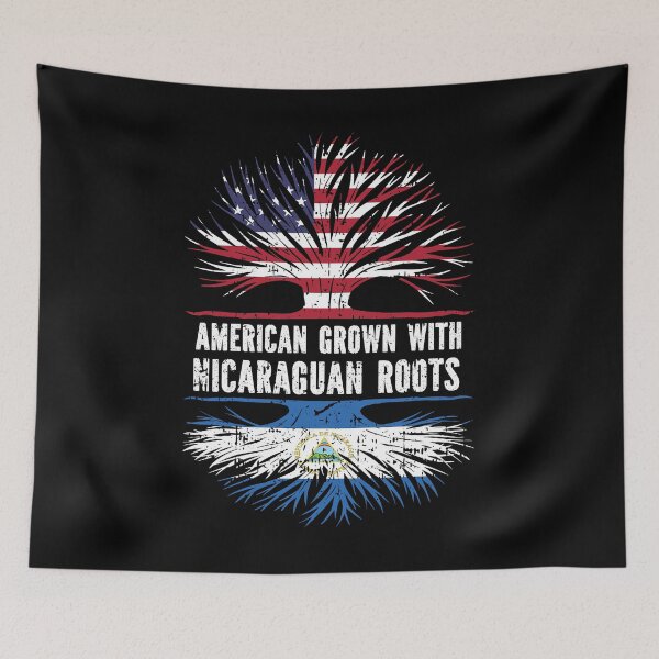 Item preview, American Grown with Nicaraguan Roots USA Flag designed and sold by CosmoKitsch.
