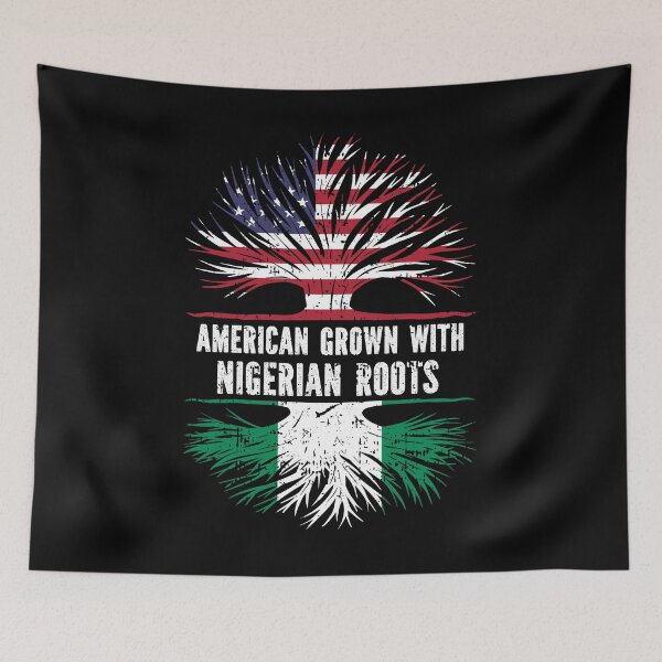 Item preview, American Grown with Nigerian Roots USA Flag designed and sold by CosmoKitsch.