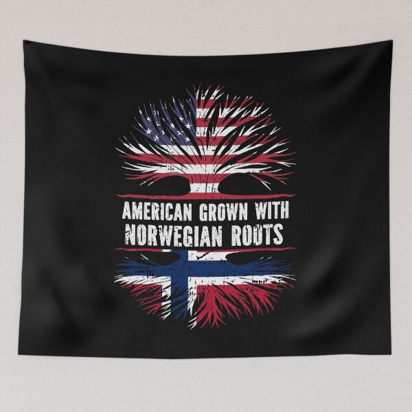 Item preview, American Grown with Norwegian Roots  USA Flag designed and sold by CosmoKitsch.
