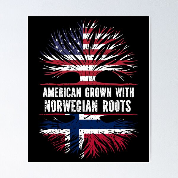 Item preview, American Grown with Norwegian Roots  USA Flag designed and sold by CosmoKitsch.