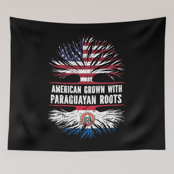 Item preview, American Grown with Paraguayan Roots USA Flag designed and sold by CosmoKitsch.