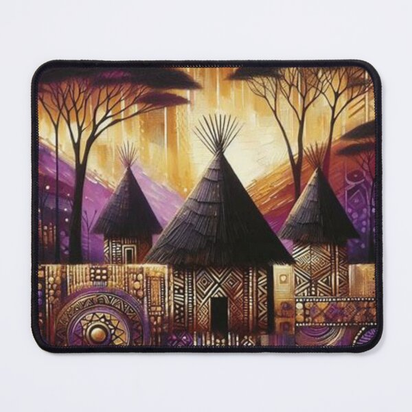 Item preview, Huts in Purple Gold, Tribal Art Style designed and sold by Shs-Kenya.