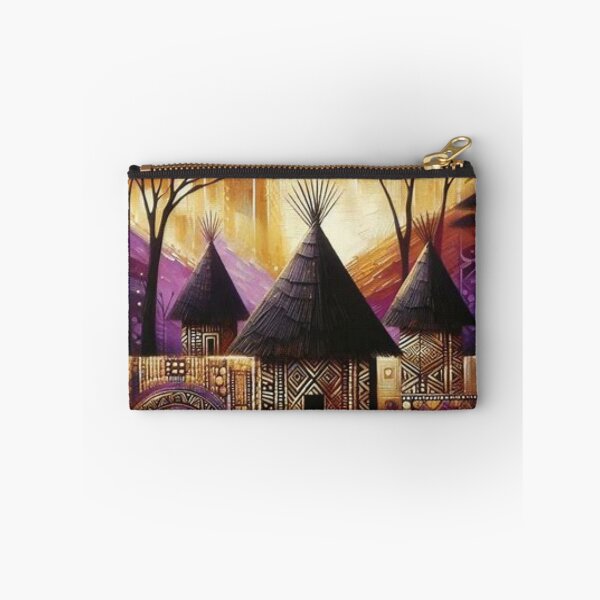 Item preview, Huts in Purple Gold, Tribal Art Style  designed and sold by Shs-Kenya.