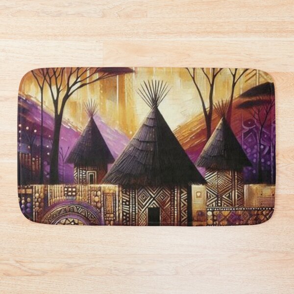 Item preview, Huts in Purple Gold, Tribal Art Style  designed and sold by Shs-Kenya.