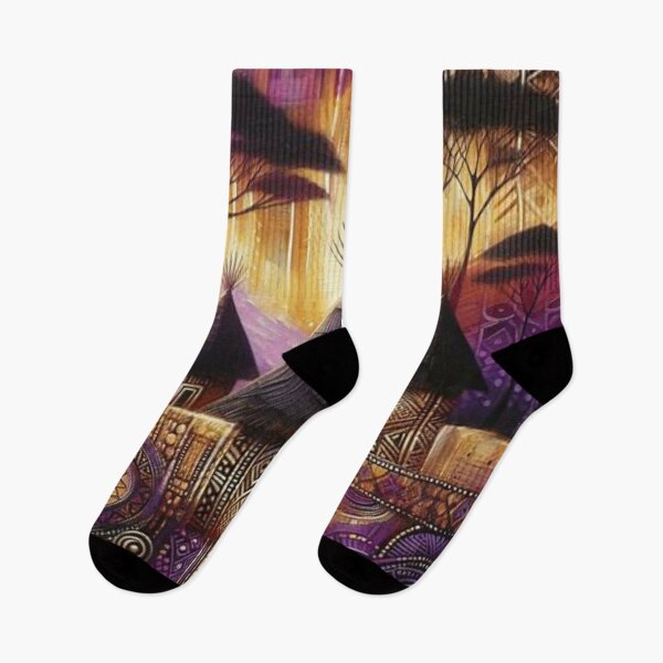 Item preview, Huts in Purple Gold, Tribal Art Style  designed and sold by Shs-Kenya.