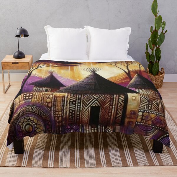 Item preview, Huts in Purple Gold, Tribal Art Style  designed and sold by Shs-Kenya.