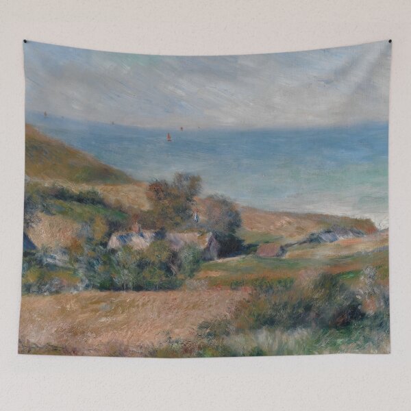 Item preview, View of the Seacoast Near Wargemont in Normandy by Pierre-Auguste Renoir: Coastal Landscape Poster designed and sold by artofuniverse.