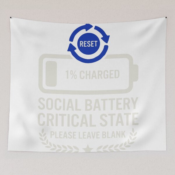 Item preview, Social Battery Critical State - 1% Charged Funny Introvert Design designed and sold by vlahstudio.