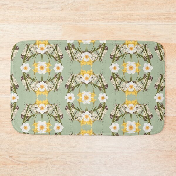 Item preview, Vintage Entomological Damask - Narcissus and Insects. Symmetrical Spring Nature Mandala designed and sold by Grin Katalina Floral Patterns & Cozy Art.