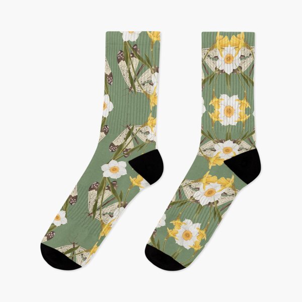 Item preview, Vintage Entomological Damask - Narcissus and Insects. Symmetrical Spring Nature Mandala designed and sold by Grin Katalina Floral Patterns & Cozy Art.