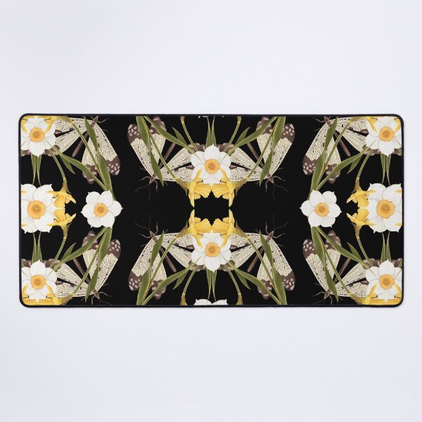 Item preview, Vintage Entomological Damask - Narcissus and Insects. Symmetrical Spring Nature Mandala designed and sold by Grin Katalina Floral Patterns & Cozy Art.