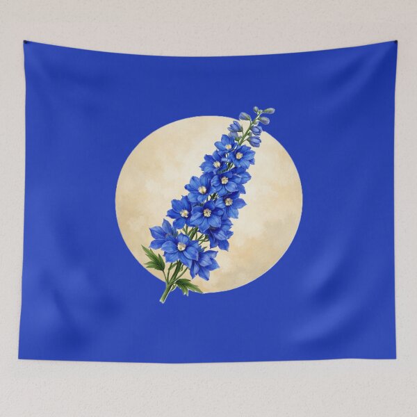Item preview, Delphinium Grace – Elegant Blue Botanical Circle Design designed and sold by TheJoyfulPen.