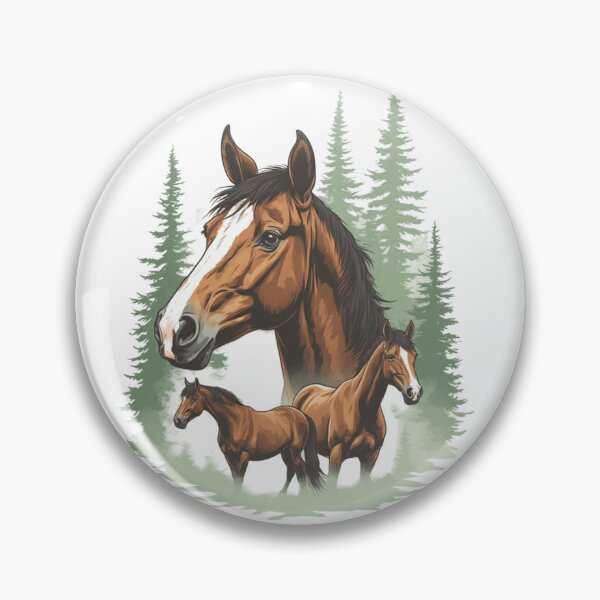 Item preview, Majestic Horse Family in Evergreen Forest designed and sold by sanorastyle.