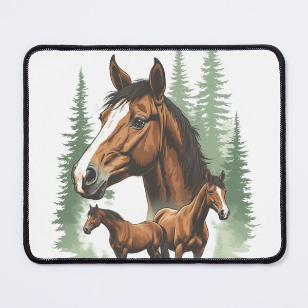 Item preview, Majestic Horse Family in Evergreen Forest designed and sold by sanorastyle.