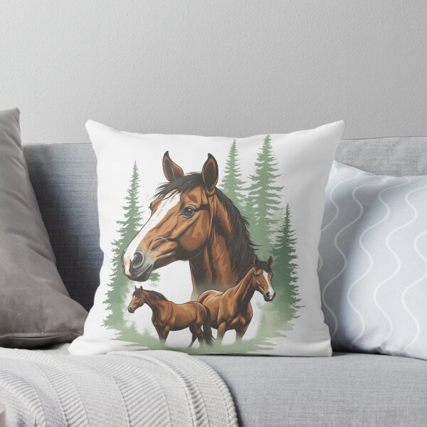 Item preview, Majestic Horse Family in Evergreen Forest designed and sold by sanorastyle.