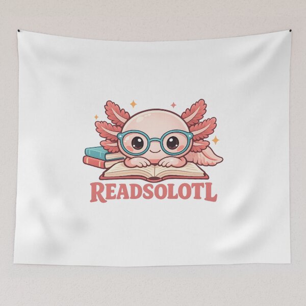 Item preview, Readsolotl Cute Axolotl Reading Book designed and sold by LunaMagicStudio.