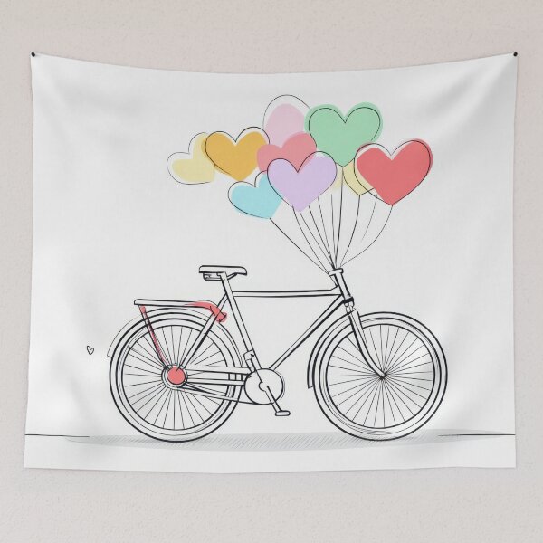 Item preview, Bike with heart balloons designed and sold by anytka.