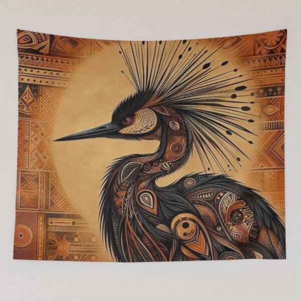Item preview, Wild Heron, Tribal Art Style designed and sold by Shs-Kenya.