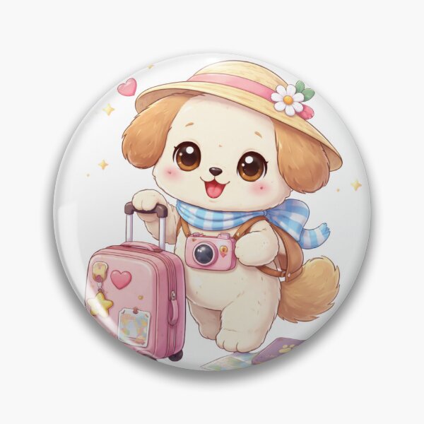 Item preview, Kawaii Puppy Travel Adventure - Cute Pastel Dog with Suitcase. designed and sold by Lylysun.