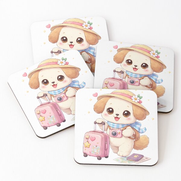Item preview, Kawaii Puppy Travel Adventure - Cute Pastel Dog with Suitcase. designed and sold by Lylysun.