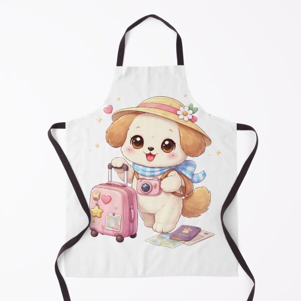 Aperçu de l'œuvre Aventure de voyage avec un chiot Kawaii - Adorable chien pastel avec valise. créée et vendue par Lylysun.