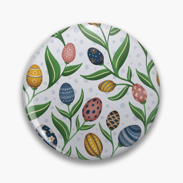 Item preview, Floral Easter egg pattern in blue – a spring-like, playful design designed and sold by InkofNocturna.