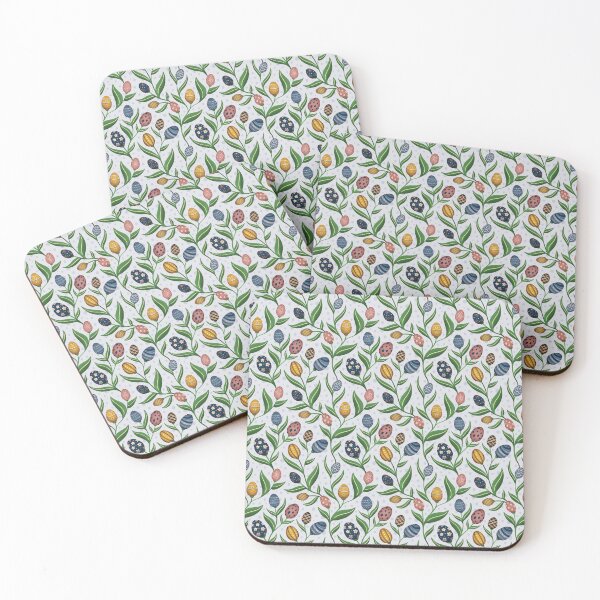 Item preview, Floral Easter egg pattern in blue – a spring-like, playful design designed and sold by InkofNocturna.
