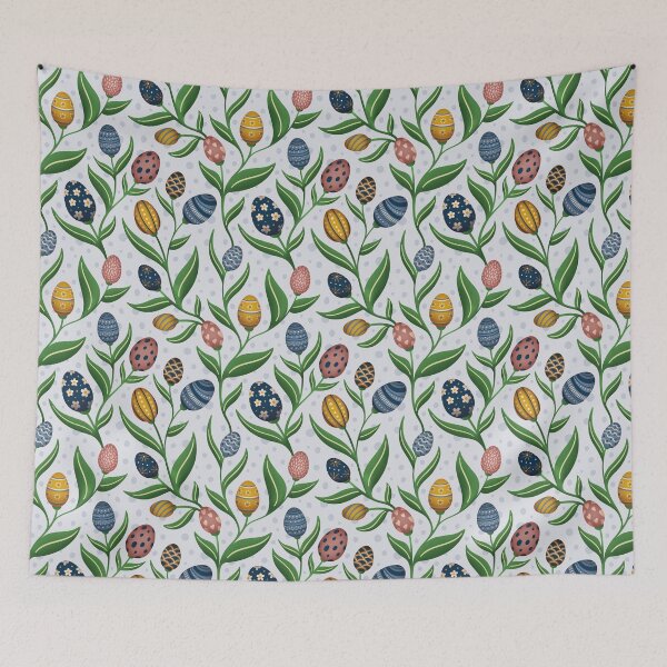 Item preview, Floral Easter egg pattern in blue – a spring-like, playful design designed and sold by InkofNocturna.