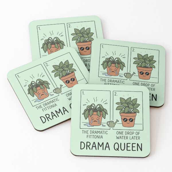 Item preview, Funny Dramatic Fittonia Plant - Drama Queen Comic Before and After Water designed and sold by GeekGuysShop.