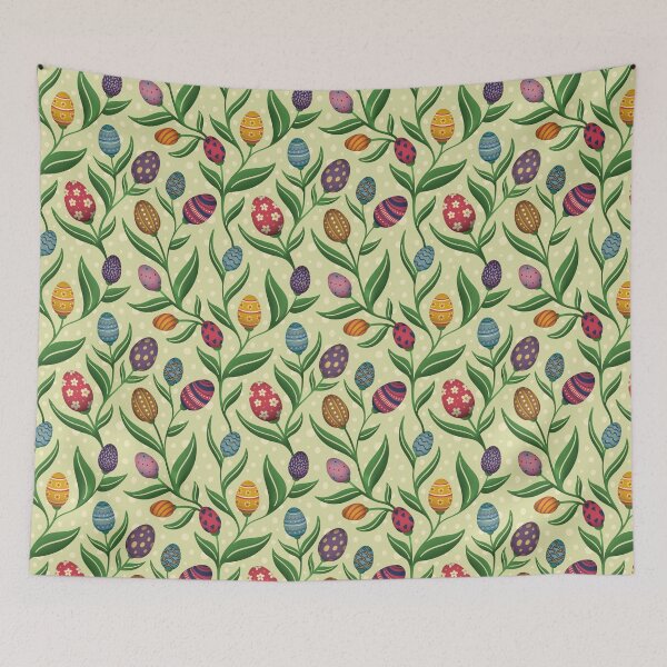 Item preview, Floral Easter egg pattern green – spring-like, playful design designed and sold by InkofNocturna.