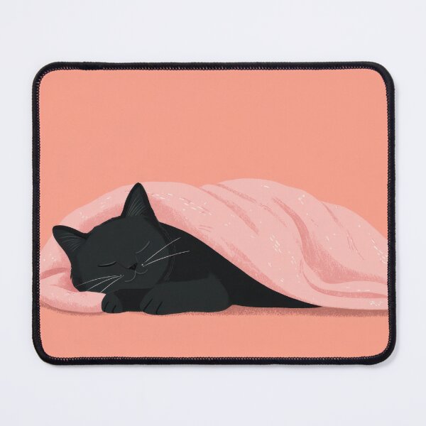 Item preview, Black cat sleeps under pink blanket designed and sold by anytka.