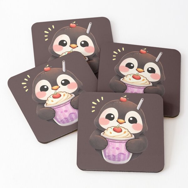 Item preview, Adorable Kawaii Penguin with Milkshake designed and sold by Trendora90.