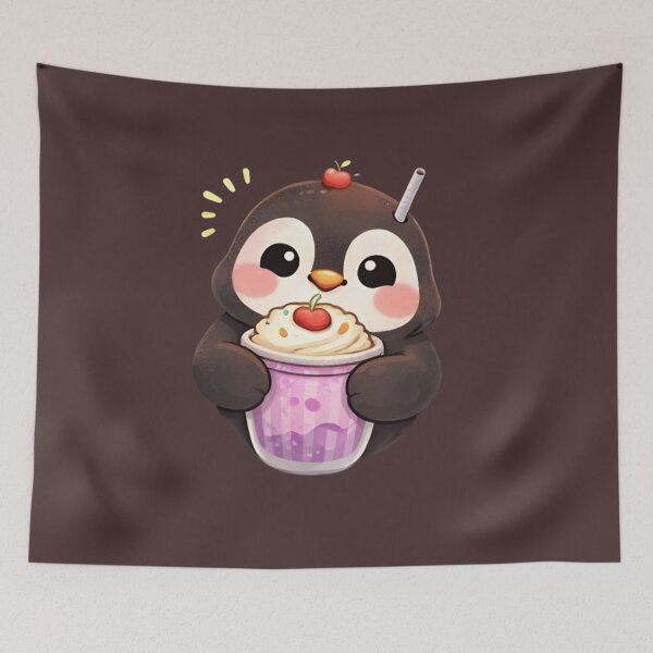 Item preview, Adorable Kawaii Penguin with Milkshake designed and sold by Trendora90.