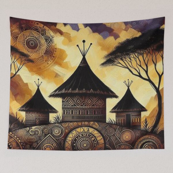 Item preview, Huts, Tribal Art Style  designed and sold by Shs-Kenya.