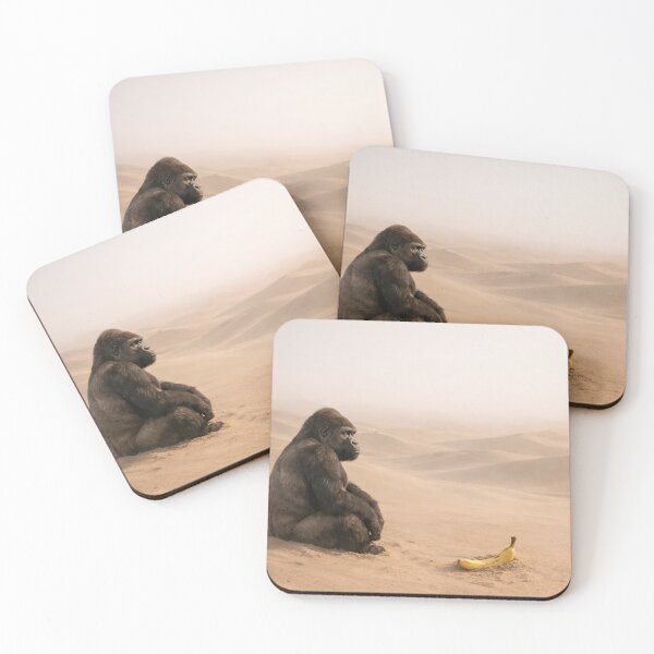 Item preview, Gorilla in the Dunes – Surreal Desert Wildlife Wall Art | Climate Paradox designed and sold by frankseebald.