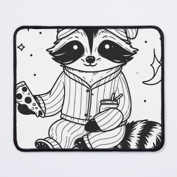 Item preview, Cute Pajama Raccoon with Pizza – Midnight Snack Funny Design designed and sold by Mitaudesign.