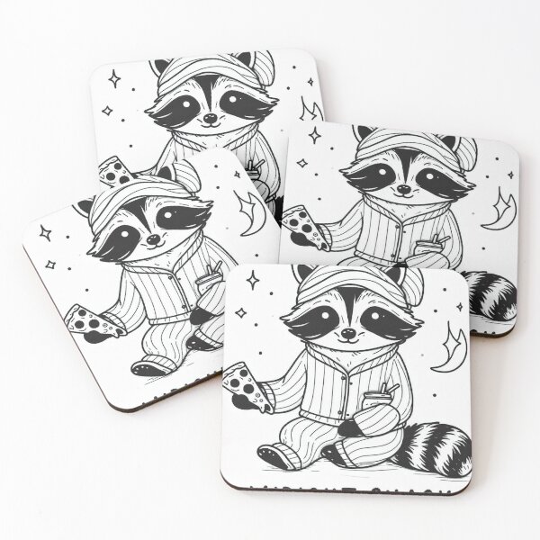 Item preview, Cute Pajama Raccoon with Pizza – Midnight Snack Funny Design designed and sold by Mitaudesign.