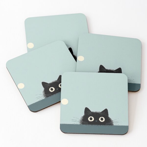 Item preview, Black cat peeking over a surface designed and sold by anytka.