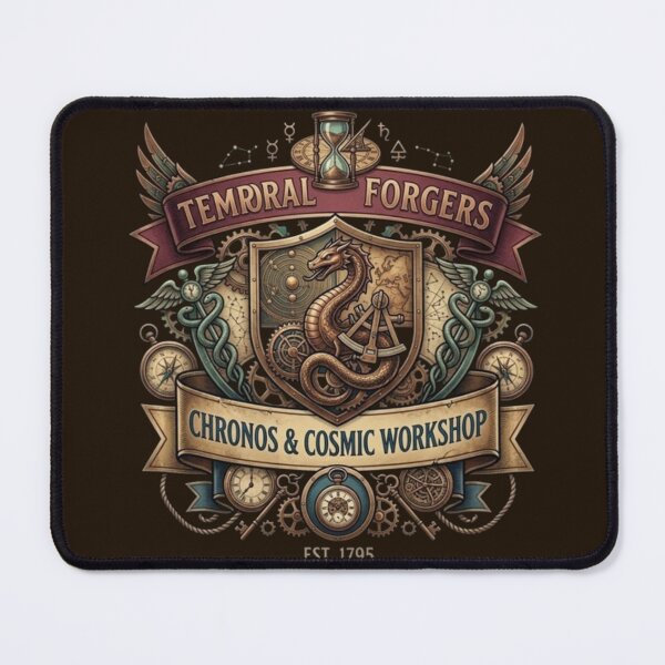 Item preview, Temporal Forgers – Chronos & Cosmic Workshop Emblem Design designed and sold by Dogandesighn.