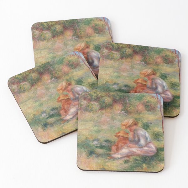 Item preview, Woman and Child in the Grass by Pierre-Auguste Renoir: Impressionist fine art print designed and sold by artofuniverse.