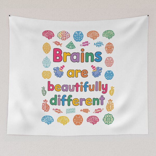 Item preview, Beautifully Different Brains | Neurodiversity Pride Quote designed and sold by YvkafromPoland.
