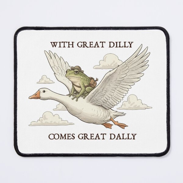 Item preview, With Great Dilly Comes Great Dally Storybook Frog Riding Goose Sticker designed and sold by DropsOfDopamine.