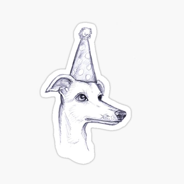 Item preview, Whippet in Birthday Hat designed and sold by Lauren Eldridge-Murray.